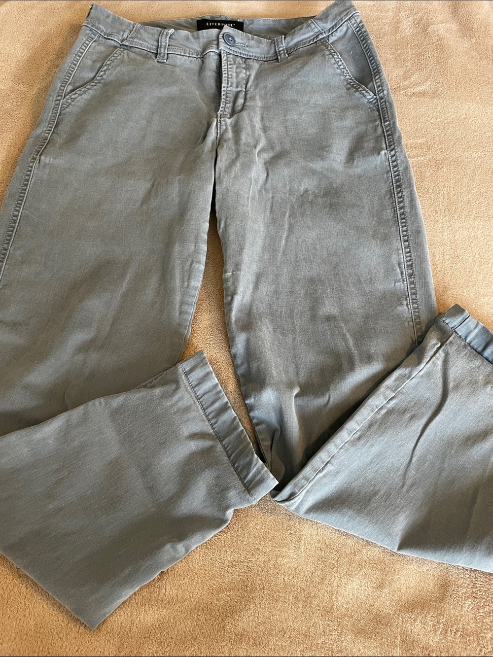 Liverpool Slate Gray Straight-Leg Pants